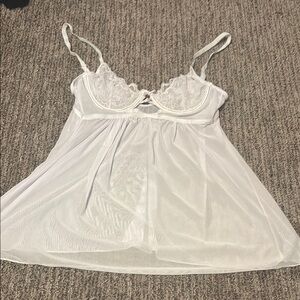 Elegant White Lace Chemise Lingerie Bridal Bride Wedding See Through Lacy